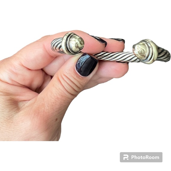 Authentic David Yurman cable classic bangle silver w/ 14K yellow gold 7mm - Picture 4 of 6